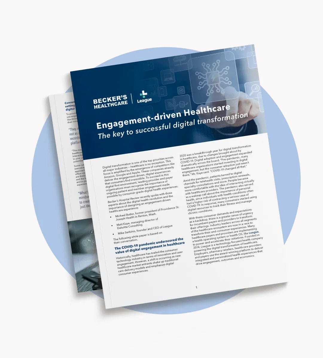 Cover of Becker's Healthcare whitepaper about creating engagement-driven consumer healthcare experiences