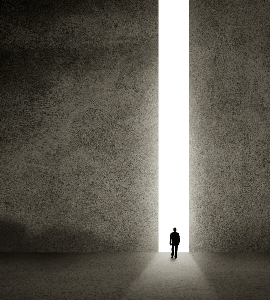 Image of a bright doorway for a blog about Google Cloud, Highmark Health and League creating digital front door